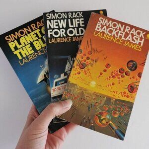 1970s Vintage Sci Fi Books Simon Rack by Laurence James, Pulp Novels Cover Art